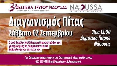 Διαγωνισμός πίτας στο 3ο Φεστιβάλ Τρύγου Νάουσας με κριτή τον σεφ Βασίλη Καλλίδη και δημοσιογράφους