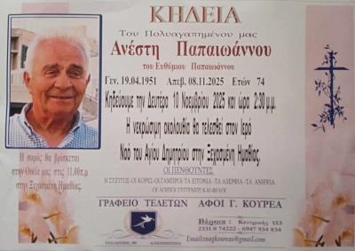 Απεβίωσε ο Ανέστης Παπαϊωάννου