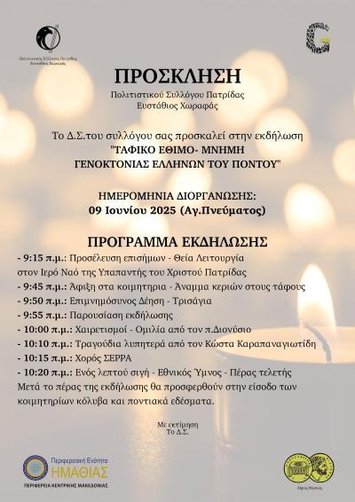 Τη Δευτέρα του Αγίου Πνεύματος το "Ταφικό Έθιμο" στην Πατρίδα