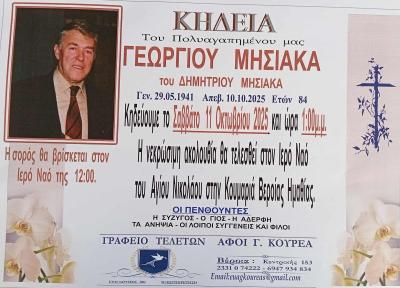 Απεβίωσε ο Γεώργιος Μησιάκας