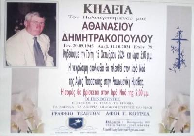 Απεβίωσε ο Αθανάσιος Δημητρακόπουλος