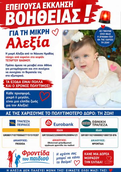 Έκκληση βοήθειας για την μικρή Αλεξία