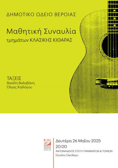 Συναυλία κλασικής κιθάρας από μαθητές του Δημοτικού Ωδείου της ΚΕΠΑ Δήμου Βέροιας