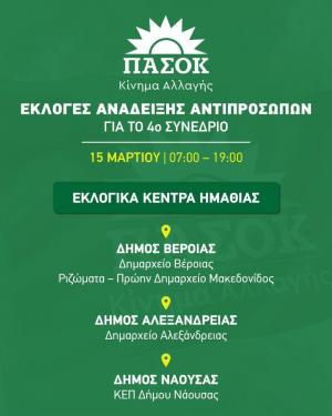 Εκλογές Ανάδειξης Αντιπροσώπων ΠΑΣΟΚ – Κίνημα Αλλαγής | Εκλογικά Κέντρα Ημαθίας