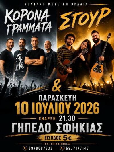 Ζωντανή Μουσική Βραδιά στη Σφηκιά: «Κορώνα Γράμματα» και «Στούρ» ανεβαίνουν στη Σκηνή