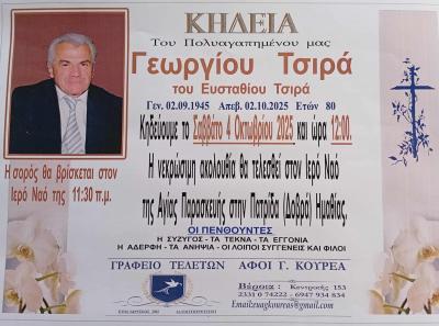 Απεβίωσε ο Γεώργιος Τσιράς