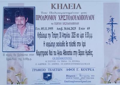 Απεβίωσε ο Πρόδρομος Χριστοδουλόπουλος