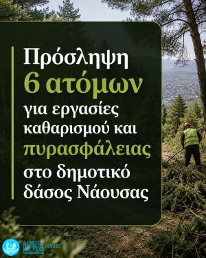 Πρόσληψη 6 ατόμων για εργασίες καθαρισμού και πυρασφάλειας στο δημοτικό δάσος Νάουσας